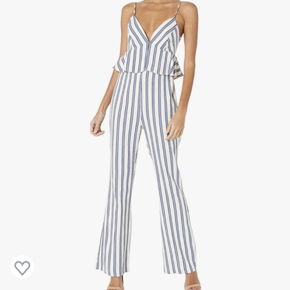 BCBGeneration Blue & White Striped Flared  Jumpsuit NEW! - Picture 3 of 10